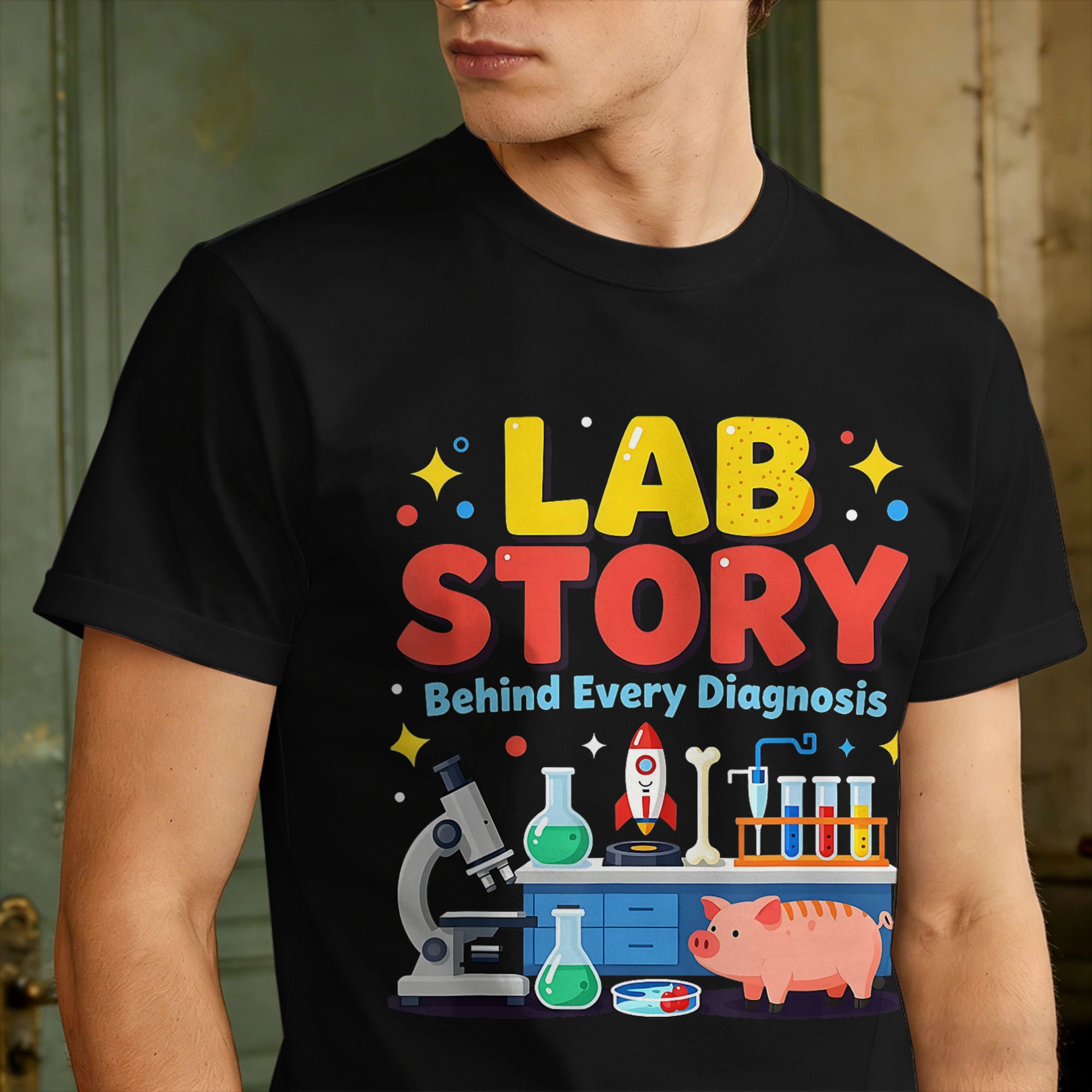 Camisetas masculinas da equipe - Medical Lab Week avaliação e preço